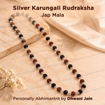 Silver Karungali Rudraksha Jap Mala for Mantra Chanting & Meditation