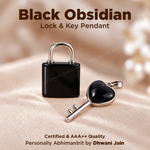 Black Obsidian Lock And Key Pendant -Abhimantrit & Certified