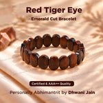 Red Tiger Eye Emerald Cut Bracelet - Abhimantrit & Certified