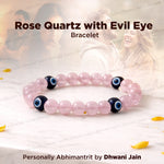 Love and Relationship Protect: Rose Quartz with Evil Eye Bracelet - Abhimantrit & Certified