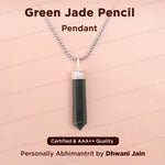 Green Jade Pencil Pendant - Abhimantrit & Certified