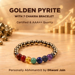 Golden Pyrite with 7 Chakra Bracelet - ABhimantrit & Certified