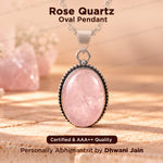 Rose Quartz Oval Stone Pendant - Abhimantrit & Certified