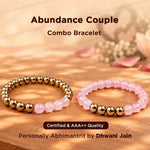 Abundance Couple Combo Bracelet (Rose Quartz & Golden Pyrite Bracelet) - Abhimantrit & Certified