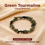 Green Tourmaline Uncut Bracelet - Abhimantrit & Certified
