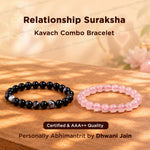 Relationship Suraksha Kavach Combo Bracelet (Rose Quartz & Black Sulemani Bracelet) - Abhimantrit & Certified