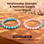 Relationship Strength And Harmony Combo (Rose Quartz & Turquoise Bracelet) - Abhimantrit & Certified