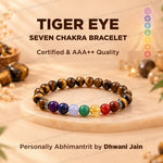 Tiger Eye with 7 Chakra Bracelet - Abhimantrit & Certified