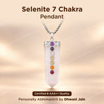 Selenite Seven Chakra Stone Pendant - Abhimantrit & Certified
