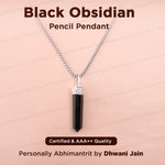 Black Obsidian Pencil Pendant - Abhimantrit & Certified