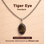 Tiger Eye Oval Stone Pendant - Abhimantrit & Certified