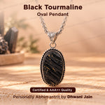 Black Turmaline Oval Stone Pendant - Abhimantrit & Certified