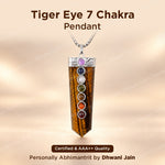 Tiger Eye Seven Chakra Stone Pendant - Abhimantrit & Certified