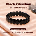 Black Obsidian Emerald Cut Bracelet for Protection & Emotional Release