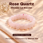 Improve Love, Relationship & Emotional Connection: Rose Quartz Emerald Cut Bracelet - Abhimantrit & Certified
