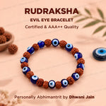 Rudraksh with Evil Eye Bracelet - Abhimantri & Certified