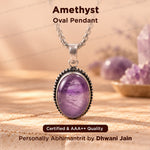 Amethyst Oval Stone Pendant - Abhimantrit & Certified