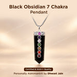 Black Obsidian Seven Chakra Stone Pendant - Abhimantrit & Certified