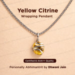 Natural yellow citrine wrapping Crystal pendant for Success - Dhwani Astro