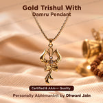 Gold Trishul with Damru Pendant ( Blessing & Protection) - Abhimantrit