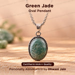 Green Jade Oval Stone Pendant - Abhimantrit & Certified