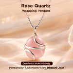 Rose Quartz Wrapping Pendant - Abhimantrit