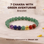 Obstacle Removal in Love Life Bracelet (Green Aventurine with Seven Chakra) - Abhimantrit & Certified