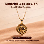Aquarius Zodiac Sing Gold Plated Pendant for Balances Restless Thoughts