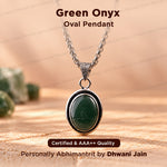 Green Onyx Oval Stone Pendant - Abhimantrit & Certified