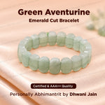 Green Aventurine Emerald Cut Bracelet- Abhimantrit & Certified
