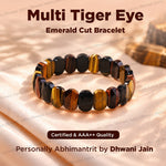 Multi Tiger Eye Emerald Cut Bracelet - Abhimantrit & Certified