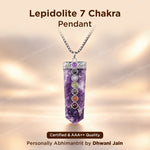 Lepidolite Seven Chakra Stone Pendant - Abhimantrit & Certified