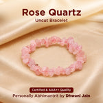 Rose Quartz Uncut Crystal Bracelet - Abhimantrit & Certified