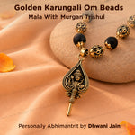 Golden Karungali Om Beads Mala With Murgan Trishul Pendant
