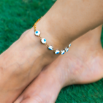 Blue Onxy Evil Eye Round Shape Anklets