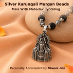 Silver Karungali Om Beads Mala With Mahadev Jyotirling Pendant