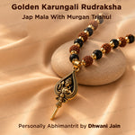 Golden Karungali Rudraksha Jap Mala With Murgan Trishul Pendant