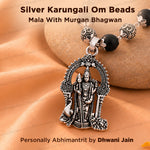 Silver Karungali Om Beads Mala With Lord Murgan Pendant