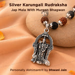 Silver Karungali Rudraksha Jab Mala with Murgan Bhagwan