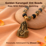 Golden Karungali Om Beads Mala With Mahadev Jyotirling Pendant