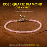 Rose Quartz Diamond Cut Anklet - Abhimantrit & Certified