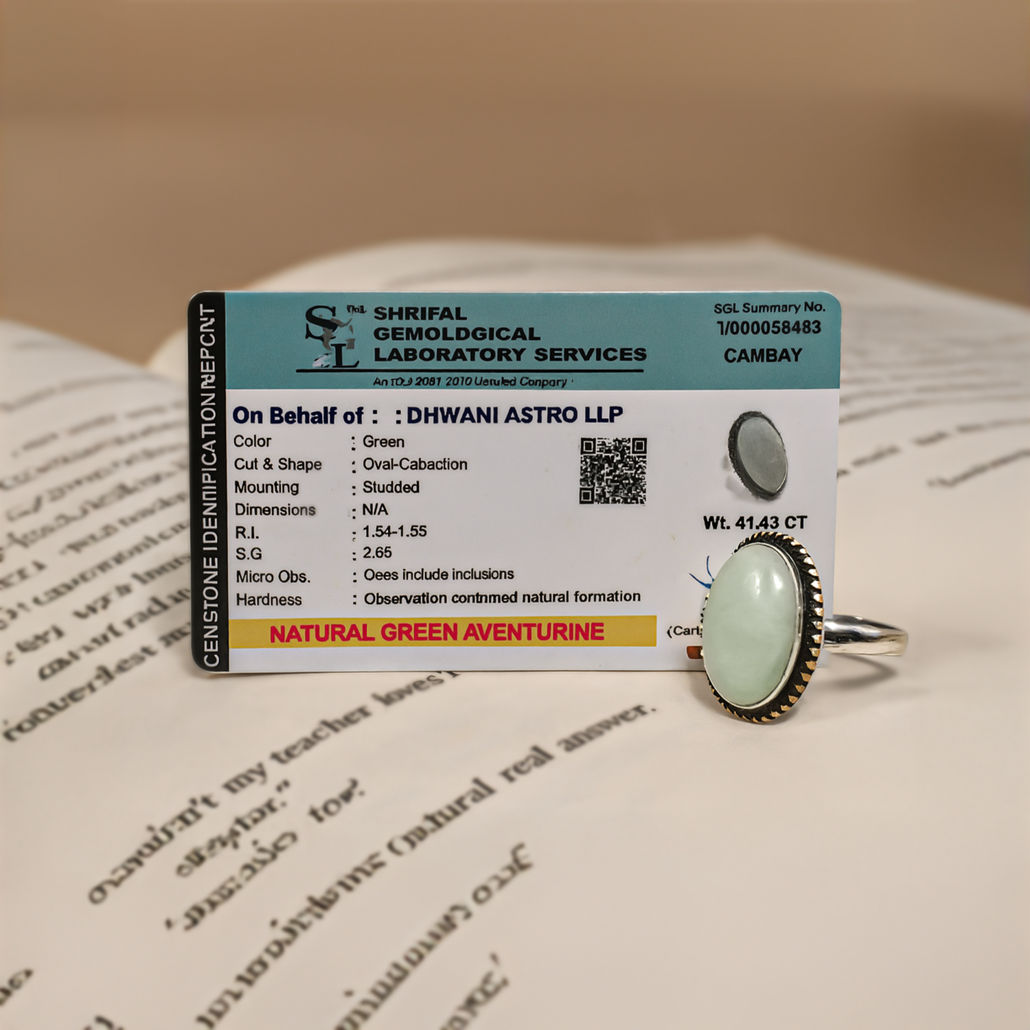 Green Aventurine Ring - Abhimantrit & Certified