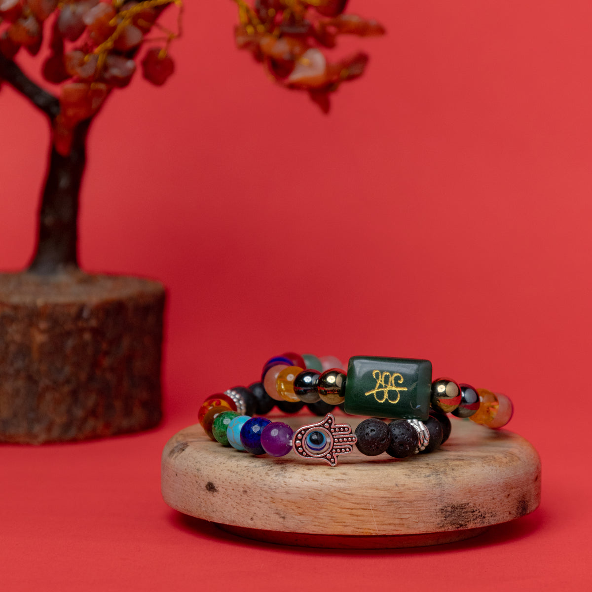 Business Success and Growth Bracelet & Seven Chakra with Lava Stone - Abhimantrit & Certified