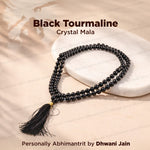Black Tourmaline Crystal Mala - Abhimantrit & Certified