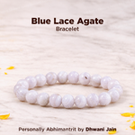 Blue Lace (Agate) Crystal Bracelet - Abhimantrit & Certified