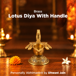 Brass Lotus Diya With Handle - Abhimantrit