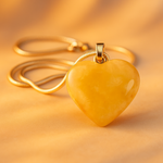 Yellow Agate Heart Pendant - Abhimantrit & Certified