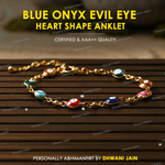 Heart Shape Blue Onyx Evil Eye Anklet for Protection & Style