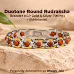 Duotone Round Rudraksha Bracelet (IGP Gold & Silver Plating) - Abhimantrit
