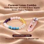Forever Love (Love Marriage Bracelet & Rose Quartz Seven Chakra Pendant) - Abhimantrit & Certified